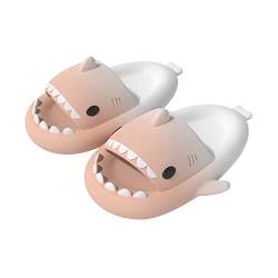 MUYOGRT Shark Slides Cute Shark Slippers Damen Hai Hausschuhe Herren Unisex Super Weich Rutschfest Badelatchen Badeschuhe für Sommer(Rosa Weiß,38/39) von MUYOGRT