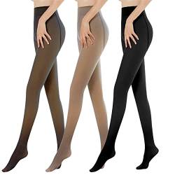 MUYOGRT Strumpfhosen Damen Winter Thermo Strumpfhosen Gefütterte Leggings Gefälschte Durchscheinend Plüschstrümpfe Pantyhose Wärme Winterleggings(3PCS-C，200g) von MUYOGRT