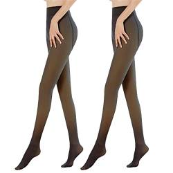 MUYOGRT Thermostrumpfhose Damen, 1/2 Stücke Gefüttert Fleece Strumpfhose Wärme Thermo Leggings Plüschstrümpfe Pantyhose Durchscheinende High Waist Elastische Tights von MUYOGRT