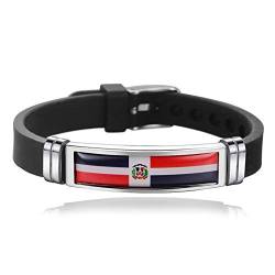Armband im Nationalflaggen-Stil, kreatives Dominikanisches Reise-Souvenir, Geschenk, gewebtes Sport-Silikon-Armband, Zubehör für Damen und Herren von MUYU Bracelet