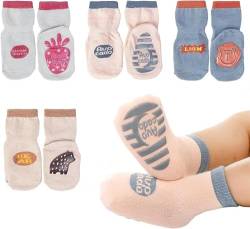 MUZELI Stoppersocken Kinder, 4er Pack Baby Socken für Mädchen und Jungen, ABS Anti rutsch socken (DE/NL/SE/PL, Alter, 1 Jahr, 3 Jahre, Mehrfarbig-2) von MUZELI