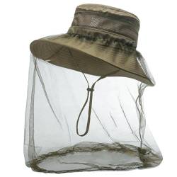 Mücken-Insektenschutz-Mütze, schnell trocknend, Anti-Mücken-Mütze mit Kopfnetz, Hals-Kopfbedeckung, Gesichtsschutz für Wandern, Reisen, Camping, Armeegrün von MUrabe