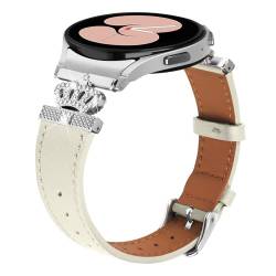 MVRYCE Kompatibel mit Galaxy Watch 5 Armband 40 mm 44 mm, 5,0"-7,8" Ersatzarmband aus echtem Leder für Galaxy Watch 4 Classic 42 mm 46 mm/Watch 5 Pro 45 mm (Aprikose) von MVRYCE