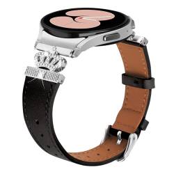 MVRYCE Kompatibel mit Galaxy Watch 5 Armband 40 mm 44 mm, 5,0"-7,8" Ersatzarmband aus echtem Leder für Galaxy Watch 4 Classic 42 mm 46 mm/Watch 5 Pro 45 mm (Schwarz) von MVRYCE