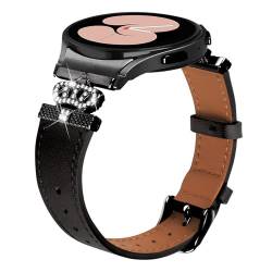 MVRYCE Kompatibel mit Galaxy Watch 5 Lederarmband 40 mm 44 mm, 5,0"-7,8" Ersatzarmband aus echtem Leder für Galaxy Watch 4 Classic 42 mm 46 mm/Watch 5 Pro 45 mm (Schwarz) von MVRYCE