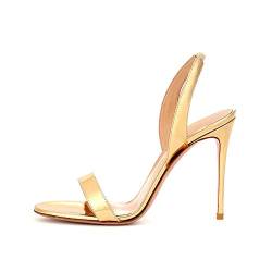 Damenschuhe Peep-Toe Pumps Stiletto Sexy High Heels,MWOOOK-861 Elegant Wedding Party Dress Stiletto Slip On Shoes,Gold,45 von MWOOOK