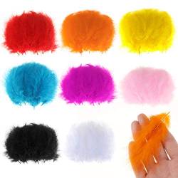 MWOOT 400 Stück Bunt Bastelfedern, Deko Basteln Federn, 8 Farbig Mini Feder (9-15 cm) für DIY Traumfänger Ohrring Karneval Verkleidung Geschenk Deko, Crafts Art Feathers Weiß Rot Blau Schwarz von MWOOT