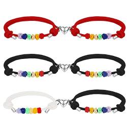 MWOOT Couples Bracelets, Matching Bracelets for Paare Valentinstag Geburtstag Pride Day Geschenk, 6 Stück Regenbogen Armband von MWOOT
