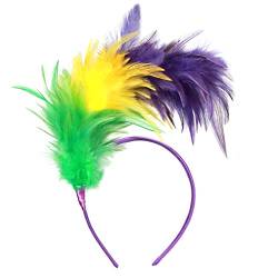 MWOOT Damen Feder Haarreif, Bunt Feder Haarschmuck, 1920er Motto Party Kostüm Feder Kopfschmuck Fascinator, Feder Haarteil Accessoire für Karneval Regenbogen Verkleidungsfest Faschingskostüm von MWOOT