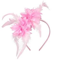 MWOOT Feder Haarreif mit Künstlichen Blumen, 1920er Fascinator Kopfschmuck für Damen, Rosa Feder 20er Jahre Stirnband für Karneval Cocktail Hochzeit Tee-Party Accessoires von MWOOT