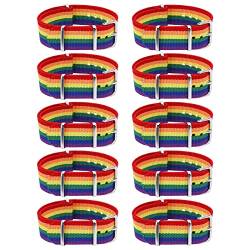 MWOOT Pride Bracelets, 10 Stück Regenbogenarmband, LGBTQ+ Bänder für Pride Month CSD Wurfgeschenk, Gay Pride Armbänder von MWOOT
