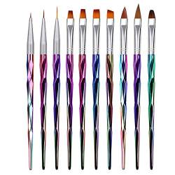 Mwoot 10 Teilig Nagel Pinsel Set, Nagel Kunst Malerei Zeichnung Pinsel Pen für UV-Gel und Acrylfingernägel, nailart Liner Pinsel, Nagelzubehör design Pediküre Maniküre von MWOOT