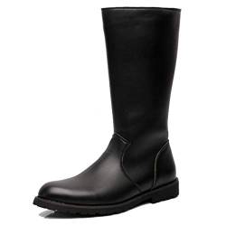 MWbetsy Männer Kniehohe Lederstiefel Hohe Stiefel Reitstiefel Durchgehender Reißverschluss Chelsea-Stiefel Lange Gummistiefel Trekkingschuhe,Schwarz,44 von MWbetsy