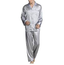 Silk Männer Pyjama Sets Schlaf Solide Satin Nachtwäsche Herren Anzug volle Hülsen-Silk Pyjama Männer Pyjamasxxxl von MXBAOHENG