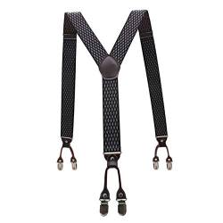 TikTako 3.5cm Strapse Herren Brown Lederhosenträger Verstellbare 6 Clips Strapse 6 von MXBAOHENG