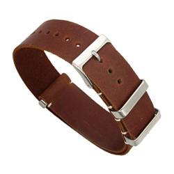 TikTako Leder NATO Armband 18mm/20mm/22mm/24mm Edelstahl-Wölbung Männer ersetzen Armband Strap Dunkelbraun, 22mm von MXBAOHENG