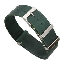 TikTako Leder NATO Armband 18mm/20mm/22mm/24mm Edelstahl-Wölbung Männer ersetzen Armband Strap Grün, 18mm von MXBAOHENG