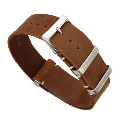 TikTako Leder NATO Armband 18mm/20mm/22mm/24mm Edelstahl-Wölbung Männer ersetzen Armband Strap Kaffee, 18mm von MXBAOHENG