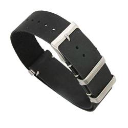 TikTako Leder NATO Armband 18mm/20mm/22mm/24mm Edelstahl-Wölbung Männer ersetzen Armband Strap Schwarz, 18mm von MXBAOHENG