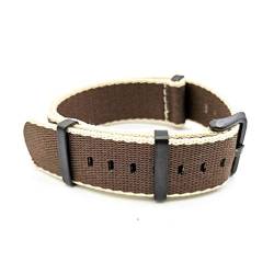 TikTako Nylon NATO Uhrenarmbänder 20mm/22mm Soft-Uhrenarmband-Water-Proof Sport Bunte Armbänder Beige Brown B, 20mm von MXBAOHENG