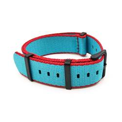 TikTako Nylon NATO Uhrenarmbänder 20mm/22mm Soft-Uhrenarmband-Water-Proof Sport Bunte Armbänder Red Sky Blue B, 20mm von MXBAOHENG