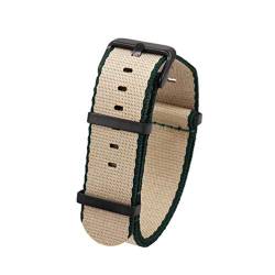 TikTako Quick Release NATO Uhrenarmbänder 20mm/22mm Nylon NATO Armband Edelstahl-Wölbung Khakigrün B, 20mm von MXBAOHENG