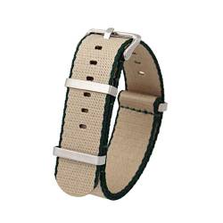 TikTako Quick Release NATO Uhrenarmbänder 20mm/22mm Nylon NATO Armband Edelstahl-Wölbung Khakigrün S, 20mm von MXBAOHENG