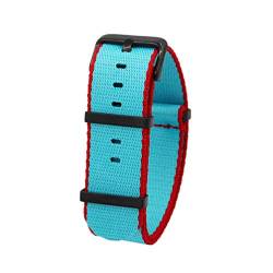 TikTako Quick Release NATO Uhrenarmbänder 20mm/22mm Nylon NATO Armband Edelstahl-Wölbung Lake Blue Red B, 22mm von MXBAOHENG