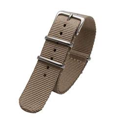 TikTako Sport-Uhrenarmband 18mm/20mm/22mm/24mm Nylon NATO Armband mit Edelstahl-Schnalle Gürtel Khaki, 24mm von MXBAOHENG