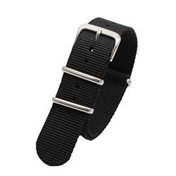 TikTako Sport-Uhrenarmband 18mm/20mm/22mm/24mm Nylon NATO Armband mit Edelstahl-Schnalle Gürtel Schwarz, 18mm von MXBAOHENG