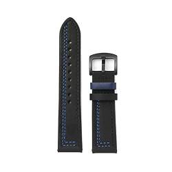 TikTako Uhrenarmband Leder 18/20/22/24mm Ersatz-Uhrenarmbänder für Frauen und Männer, Schwarz Blau, 22mm von MXBAOHENG