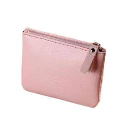 Geldbörse wechseln Damen Mini Kleine Geldbörse Kurze Weiche Leder Clutch Kleine Tasche Einfache Geldbörse (Farbe : Pink, Size : 13x3x10cm) von MXMZSRTH