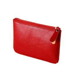 Geldbörse wechseln Damen Mini Kleine Geldbörse Kurze Weiche Leder Clutch Kleine Tasche Einfache Geldbörse (Farbe : Red, Size : 13x3x10cm) von MXMZSRTH