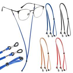 MXTIMWAN 4er Brillenband Leder Brillenbänder, Universal Brillenbänder Brillenkette, Brillenband Damen Herren, Einstellbarer Brille Cord Leder Brillen Seil für Lesebrille Sonnenbrille Schutzbrille von MXTIMWAN