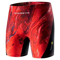 MY KILOMETRE Herren Athletic Swim Jammers Quick Dry Compression Square Leg Swim Solid Brief Badeanzug, Feuerrot, L von MY KILOMETRE