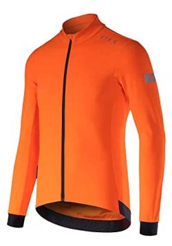 MY KILOMETRE Herren Thermo Fahrrad-Trikot Langarm Radtrikot MTB Jersey mit Reißverschluss Taschen Orange M von MY KILOMETRE