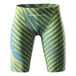 MY KILOMETRE Jammer Badeanzug Herren Solid Swim Jammers Endurance Long Racing Training Badeanzug, Grün, L von MY KILOMETRE