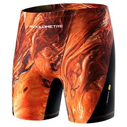 MY KILOMETRE Solide Herren Badeanzüge Jammer Bademode Training Racer Badeshorts, Orange (Flame Orange), Medium von MY KILOMETRE