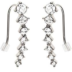 MYA art Damen Ohrklemme Ear Cuff Ohrringe Vergoldet 7 Zirkonia Silber Weiß Klein MYAWGOHR-29 von MYA Art