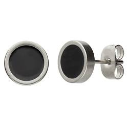 MYA art Damen Ohrringe Ohrstecker Stecker Edelstahl Platte mit Kreis Rund Minimalistisch Geometrische Formen Silber Schwarz 10mm MYAWGOHR-78 von MYA Art