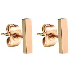 MYA art Premium Damen Titan Ohrringe Stab Ohrstecker Stecker mit Stäbchen Geometrische Formen Rosegold Vergoldet Rose Gold 10mm MYARGOHR-61 von MYA Art