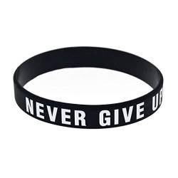 Mya Motivierendes Silikon-Armband mit Aufschrift "Never Give Up", inspirierendes Armband, Sport-Schweißband, weich von MYA