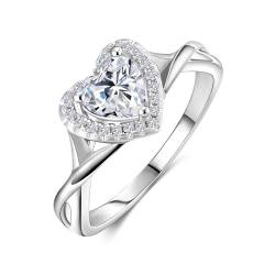 MYBELLNA Versprechen Ring für Ihre 925 Sterling Silber Erstellt Ruby Blue Saphir Smaragd Diamant Herz Versprechen Hochzeit Verlobungsring für Frau Freundin Ihr Jubiläum von MYBELLNA