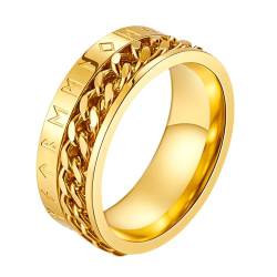 MYBaoDan Ringe für Damen Herren- Und Frauenkettenringe Können Gedreht Werden, Um Personalisierte Kulturelle Ringe Handschmuck Paare Geschenke-10#-Schwarz von MYBaoDan