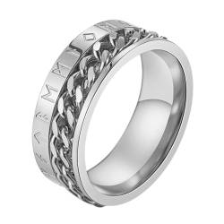 MYBaoDan Ringe für Damen Herren- Und Frauenkettenringe Können Gedreht Werden, Um Personalisierte Kulturelle Ringe Handschmuck Paare Geschenke-6#-Schwarz von MYBaoDan