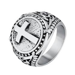 MYBaoDan Ringe für Damen Retro Edelstahl Cross Ring Männer Personalisierte Wear Handaccessoires Geschenk-8#-Gold von MYBaoDan
