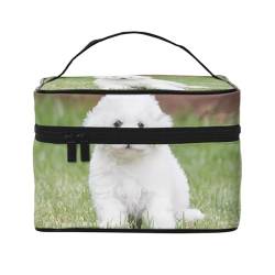 Bichon Frisé Kosmetiktasche mit großem Fassungsvermögen, tragbar, wasserdicht, 23 x 17 x 16 cm, für Reisen, Outdoor-Sport, Hochzeitsbegleiter, Geschenk, Schwarz , Einheitsgröße von MYGANN