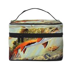 Brook Kosmetiktasche zum Forellenfliegenfischen, große Kapazität, tragbar, wasserdicht, 23 x 17 x 16 cm, für Reisen, Outdoor-Sport, Hochzeitsbegleiter, Geschenk, Schwarz , Einheitsgröße von MYGANN