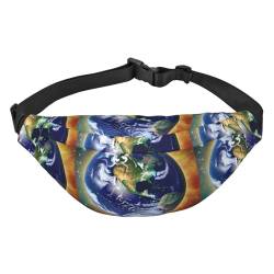 Cosmic Earth Universal-Gürteltasche für Damen und Herren, verstellbar, für Wandern, Reisen, Laufen, groß, wasserdicht, Crossbody-Tasche, Hüfttasche, Schwarz , Einheitsgröße von MYGANN