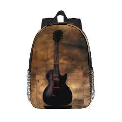 MYGANN Rucksack mit Musikgitarre, 38,1 cm, leicht, verstellbarer Schultergurt, Outdoor-Sport, Fitness-Tasche, Geschenk für Schuljahreszeit, Schwarz , Einheitsgröße von MYGANN